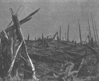 [Mountain top blasted by 91st Division Artillery]