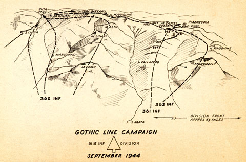 [Map 91st Inf Division Gothic Line Campaign September 1944]