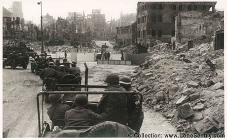 [Convoy of jeeps of 80th Infantry Division in Nurnberg, Germany in 1945]
