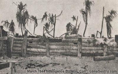 [Figure 4. Japanese Beach Barricade (with built-in rifle or light machine-gun emplacements).]