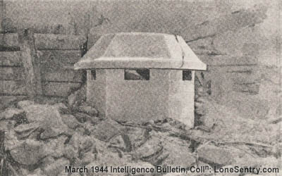 [Figure 7. Japanese Reinforced-concrete Emplacement (provides both frontal and flanking fire for light machine guns).]