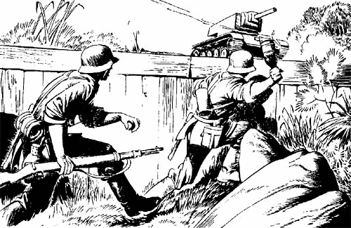 [Fig. 4: German Infantry Attack Russian Tanks]
