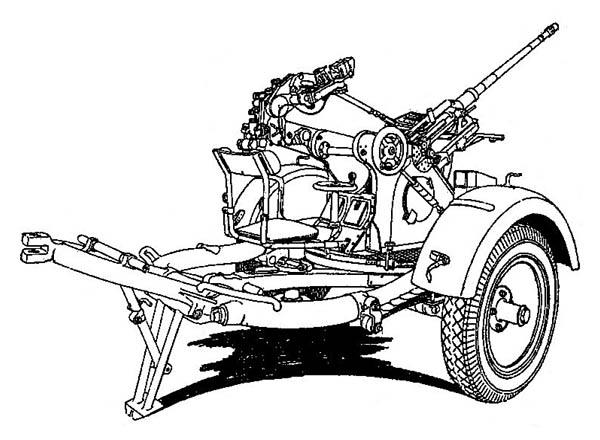 2 cm FlaK 30 on Trailer Ready for Transport