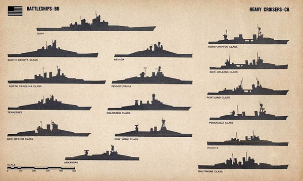 WW2 U.S. Navy Battleships and Cruisers