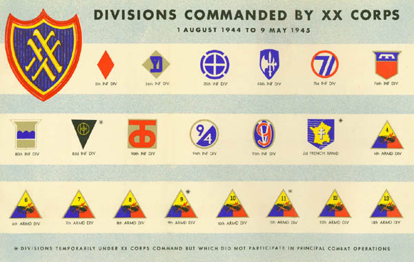 Divisions Commanded by the U.S. XX Corps in 1944-1945 during WW2