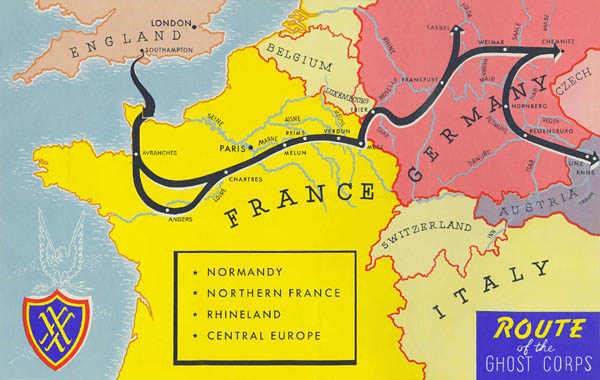 Route Map of the U.S. XX Corps - Ghost Corps - in WW2