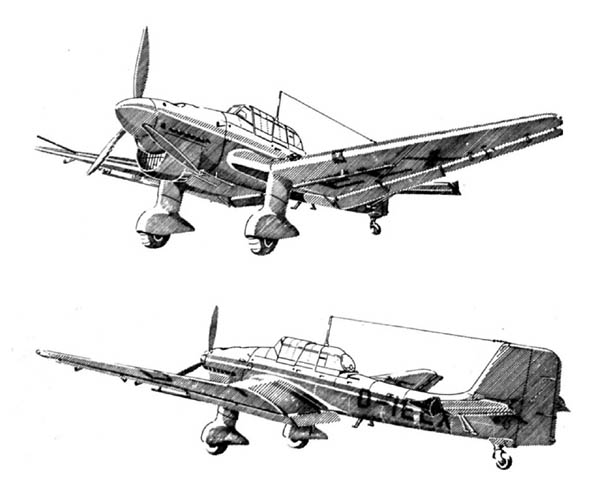 German Ju 87 B-2 Stuka Dive Bomber Drawing Illustration