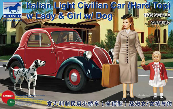 CB35167: 1/35 Italian Light Civillian Car (Hard Top) with Lady & Girl w/ Dog