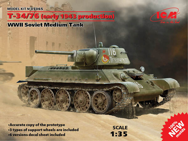 MODEL KIT No 35365 - 1:35 T-34/76 (Early 1943 Production), WWII Soviet Medium Tank