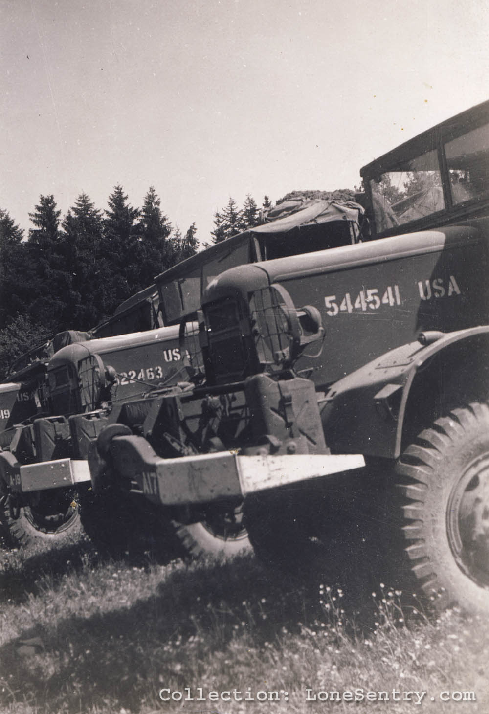 Truck displaying a complete set of markings for the 995th Field Artillery Battalion. (Collection LoneSentry.com)