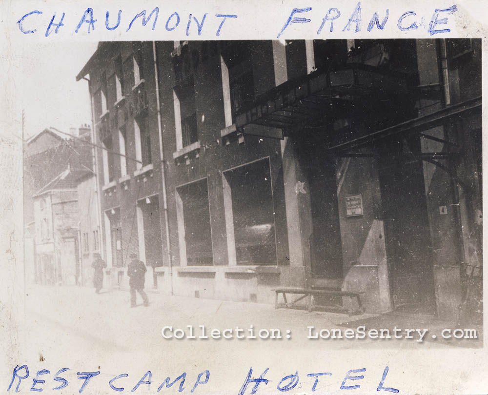 Hotel rest camp of the 995th Field Artillery Battalion in Chaumont, France. (Collection LoneSentry.com)