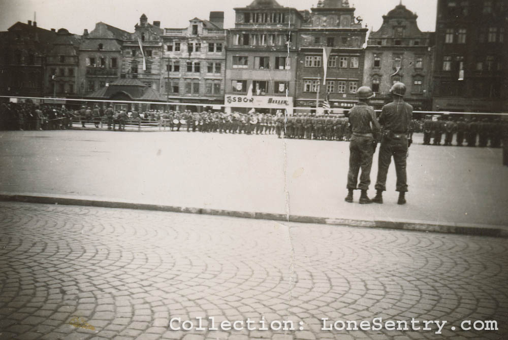U.S. unit parade, Europe, WWII