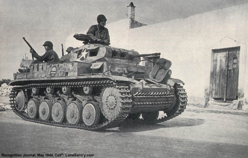 Captured German Panzer II light tank in Tunisia