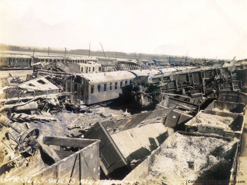 Duren, German train wreckage, WWII