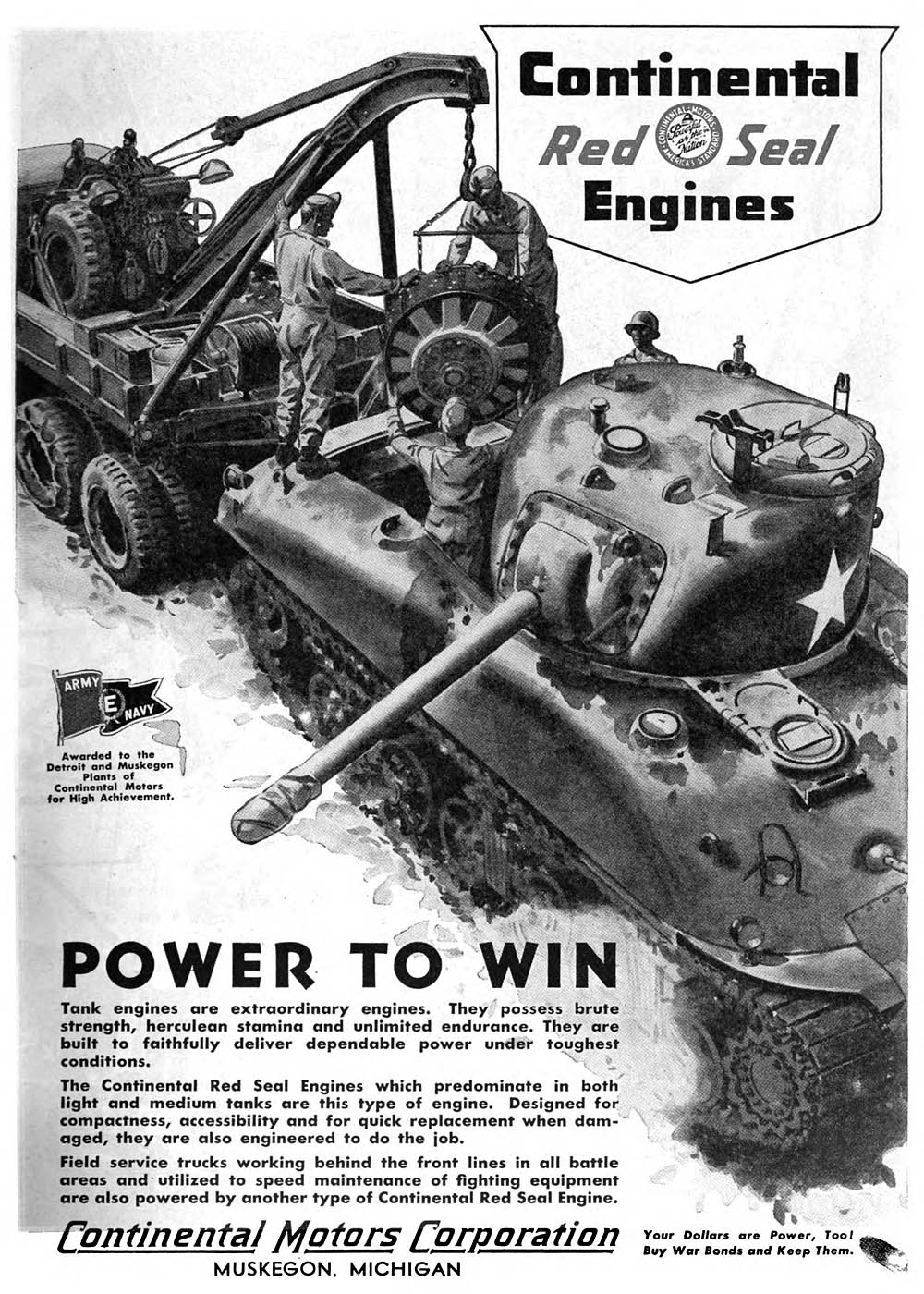 Advertisement for Continental Red Seal Engines, the Power to Win.