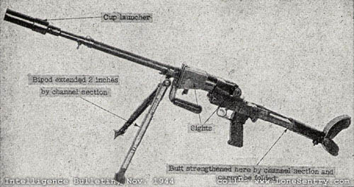[The antitank rifle modified into a grenade discharger.]