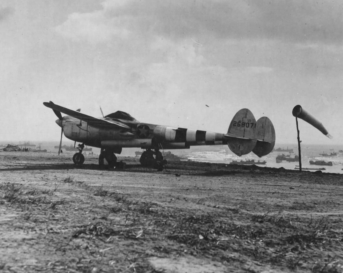 p-38j lightning fighter plane in normandy