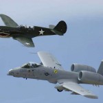 p-40 warhawk fighter and a-10 thunderbolt