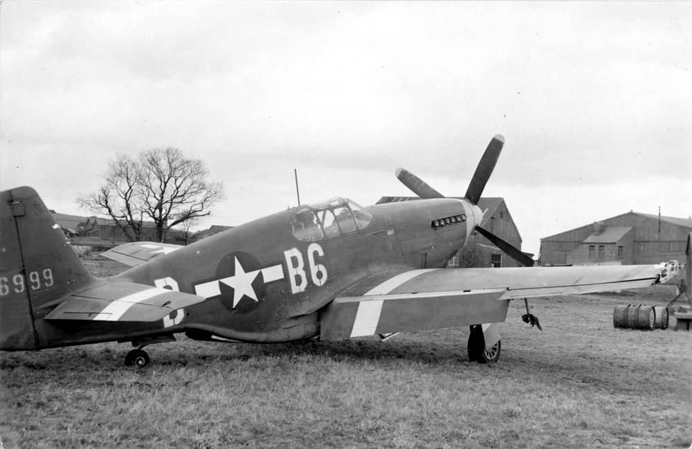 Damaged North American P-51B Mustang of the 357th Fighter Group