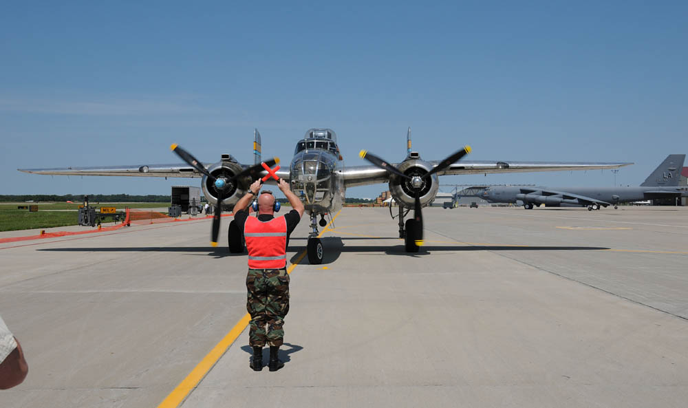 B-25 on the ramp at the the Sioux Gateway Airport