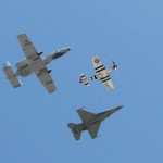 Warbirds Trio Formation: P-51 Mustang, A-10 Thunderbolt II, and F-16 Falcon