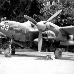 P-38 Lightning "Japanese Sandman II" of the 39th Pursuit Squadron in New Guinea, 1943. (U.S. Air Force Photograph.)