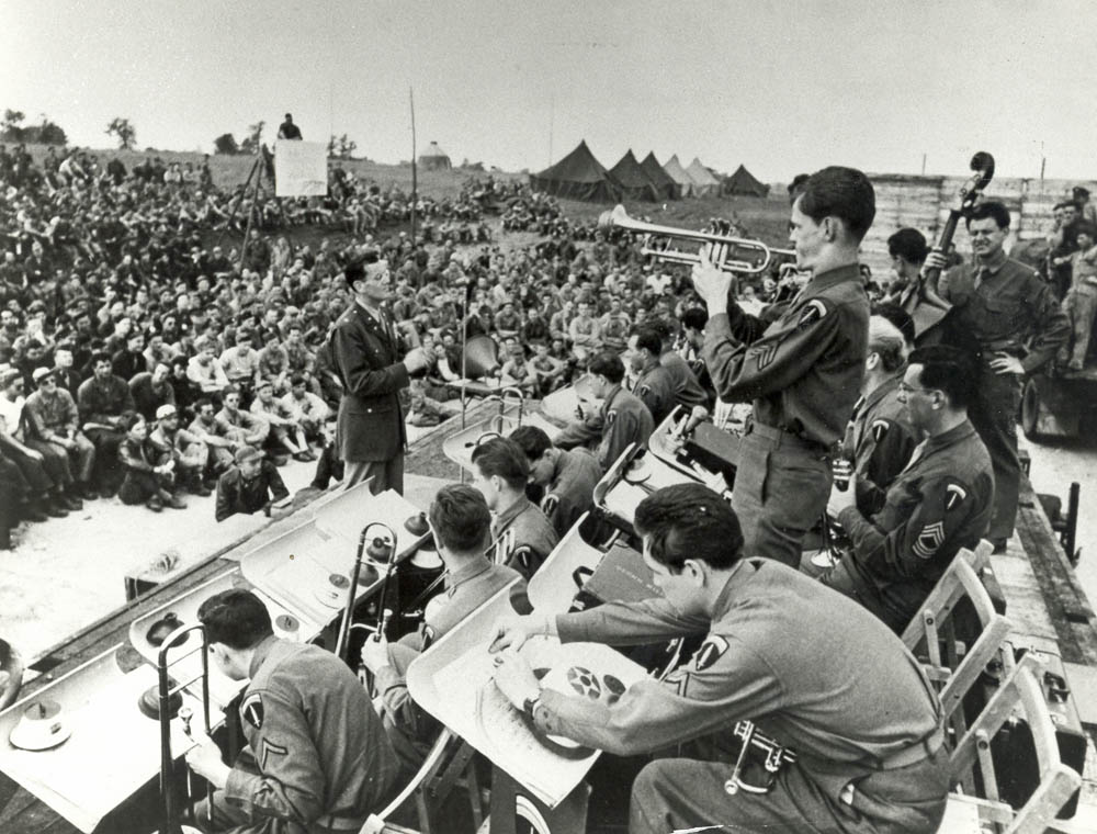 Glenn Miller and his band perform for U.S. and Allied troops in England in 1944. (U.S. Air Force Photograph.)
