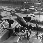 Douglas A-20 Havoc twin-engine bombers are loaded aboard a cargo ship to be provided to Allies under Lend-Lease. (U.S. National Archives and Records Administration.)