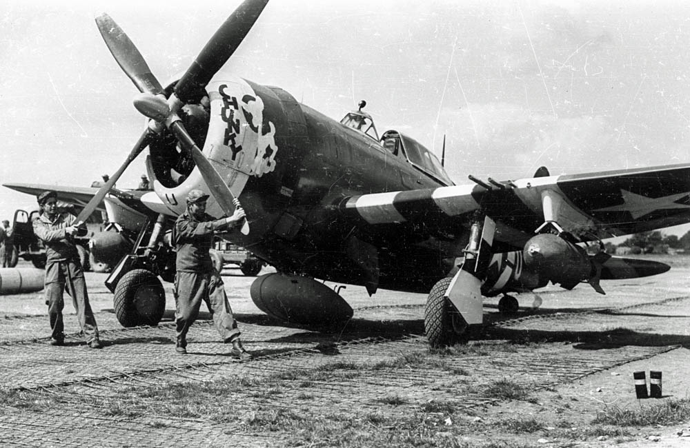 P-47 Thunderbolt "Chunky" of 365th Fighter Squadron, 358th Fighter Group at High Halden, Kent in June 1944. (U.S. Air Force Photograph.)