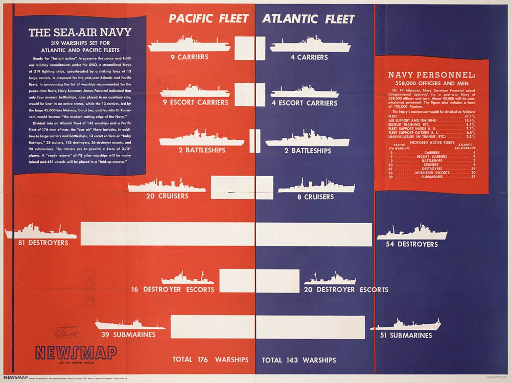 The Sea-Air Navy. (U.S. Army Information Branch, Newsmap, February 25, 1946.)