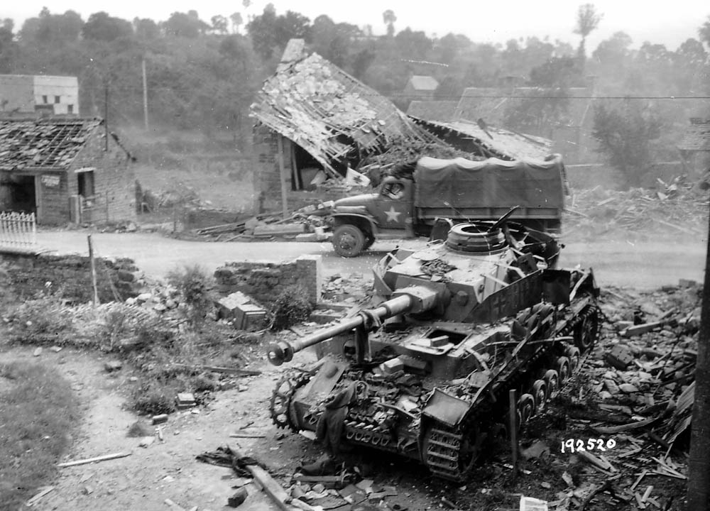 German Panzer IV destroyed in Normandy, 1944. (U.S. National Archives.)