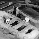 Women factory workers build assault boats for the U.S. Marine Corps, 1941. (U.S. National Archives and Records Administration.)