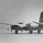 Douglas A-20 Havoc photographed during a snowstorm at Ladd Field, Alaska, February 1944. (U.S. Air Force Photograph.)
