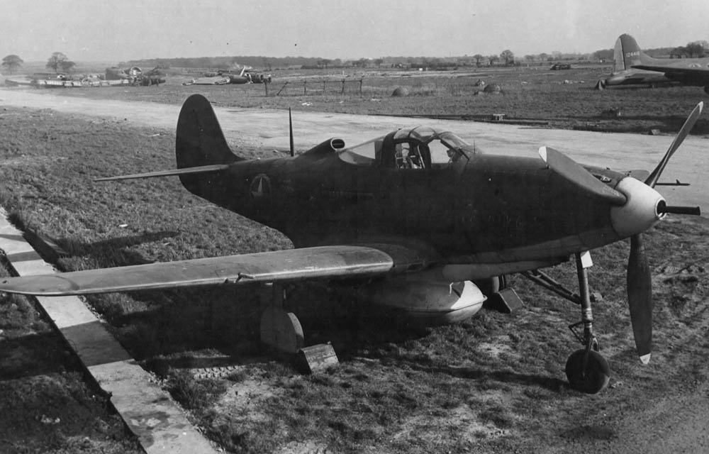 An ex-RAF Bell P-400 Airacobra photographed at Burtonwood Airdrome, England in March 1943. (U.S. Air Force Photograph.)
