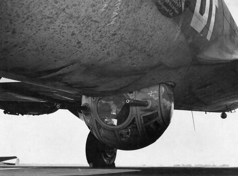 Closeup of the ball turret of the famous Boeing B-17 Flying Fortress Memphis Belle. (U.S. Air Force Photograph.)