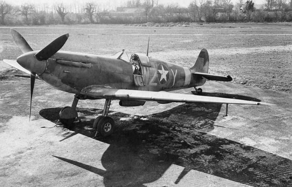 A Spitfire Mk VB used by 309th FS, 31st FG is parked at Membury Airdrome, England in March 1943. (U.S. Air Force Photograph.)