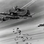 B-29 Superfortress of 468th Bombardment Group attacking Rangoon, Burma in March 1945. (U.S. Air Force Photograph.)