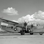 Research B-24 Liberator mounting W24-C engines and radar nose installation. (NASA Photograph.)