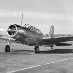 Vultee BT-13 Valiant basic trainer parked at Minter Field, California, March 1943. (U.S. Air Force Photograph.)