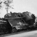 Burned-out German Panther tank destroyed in France, August 1944. (U.S. Air Force Photograph.)