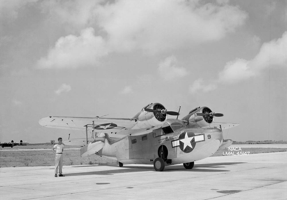 A Grumman JRF-5 Goose amphibious aircraft used by NACA to transport workers between Langley and Wallops Island. (NASA Photograph.)