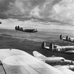 Lockheed Hudson aircraft of the Royal Australian Air Force in formation over Malaya. (U.S. Office for Emergency Management Photograph.)