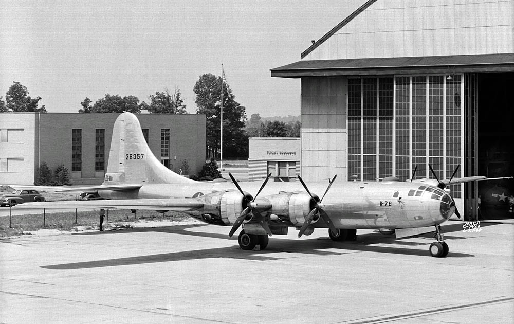A Boeing B-29 Superfortress used by NACA for engine cooling research in June 1944.