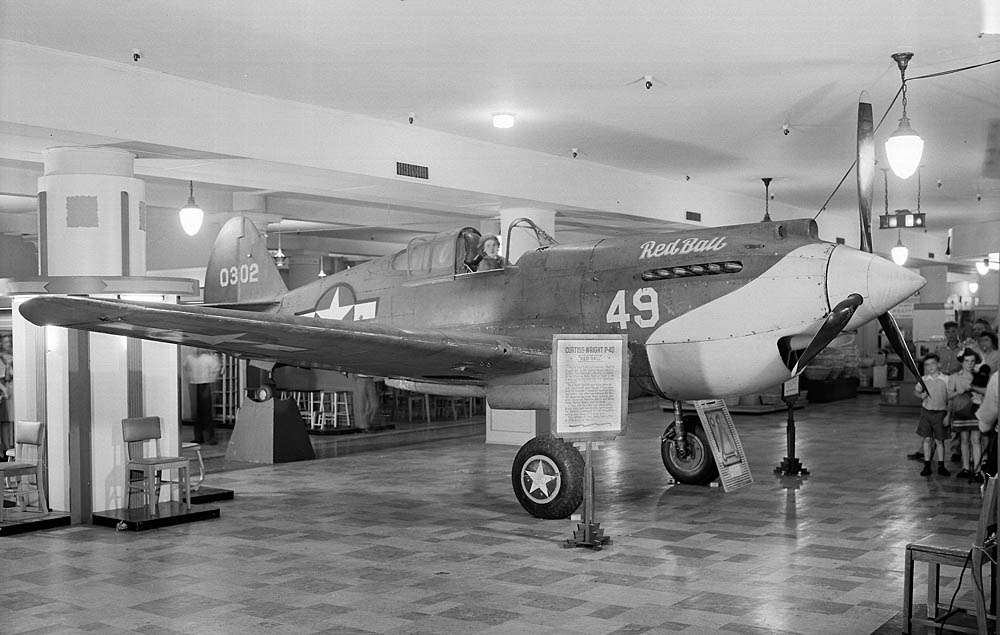 The P-40 Warhawk (Red Ball) on display at NACA during World War II. (NASA Photograph.)