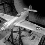 The Curtiss XP-40 Warhawk fighter undergoes drag-reduction testing in the full-scale wind tunnel at Langley Research Center in 1939. (NASA Photograph.)