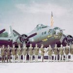 A group of senior pilots pose in front of a B-17 Flying Fortress from the 325th Bomb Squadron, 92nd Bomb Group at Alconbury Airfield in June 1943. (U.S. Army Air Forces Photograph.)