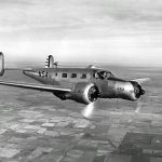 A Beechcraft AT-7 advanced trainer flying student navigators at Kelly Field, Texas. (U.S. Air Force Photograph.)