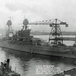 Starboard view of U.S. Navy battleship USS Arizona after completion of modernization in the Norfolk Naval Shipyard in Portsmouth, Virginia in 1931. (U.S. Navy Photograph.)