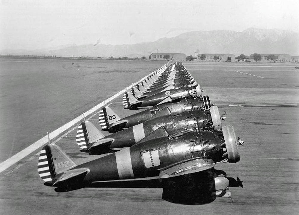 Boeing P-26 Peashooters of the 17th Pursuit Group at March Field, California in 1932. (U.S. National Archives Photograph.)