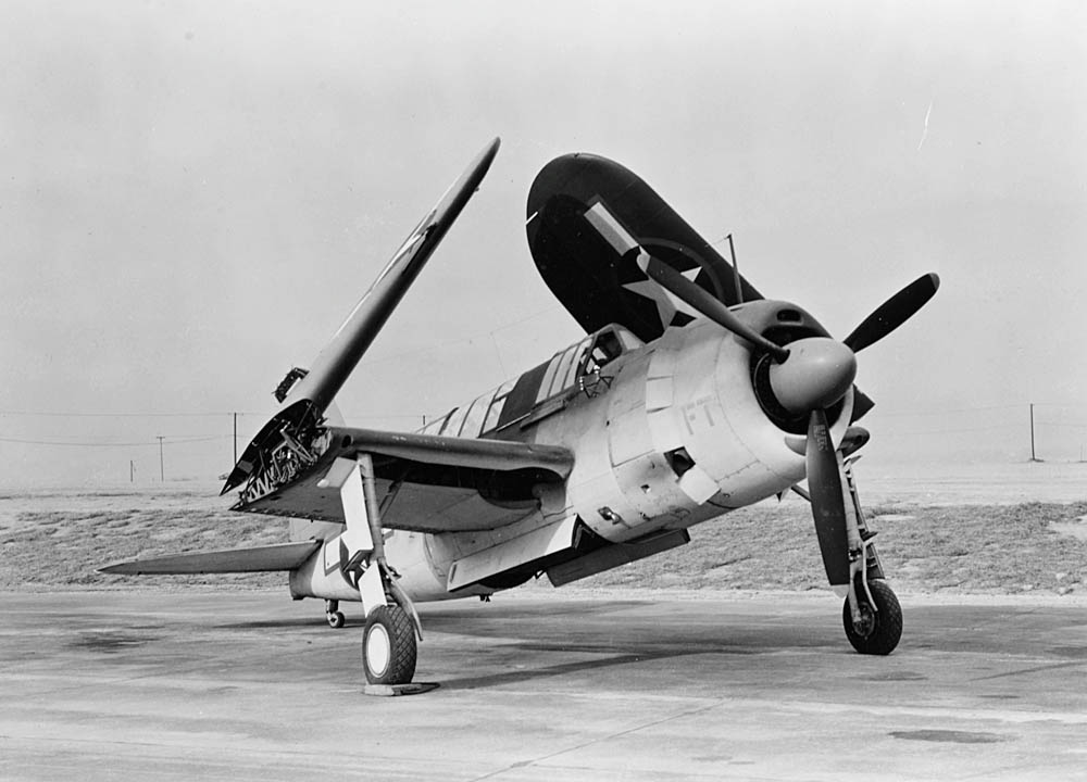 A U.S. Navy Brewster SB2A-3 Buccaneer with folded wings and open bomb bay photographed at the Naval Air Test Center Patuxent River, Maryland in November 1943. (Official U.S. Navy Photograph.)